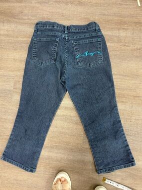 Capris with Teal 'Sexy' Pocket Embroidery